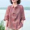 Women's Spring and Summer Half Sleeved Thin T-shirt, Mom's Collar Looks Slim, Pullover Shirt