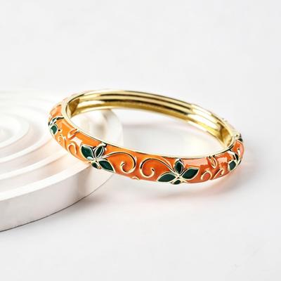 Colorful Vintage Cloisonne Bangle Enamel Traditional Flower Bangle Ethnic Open Cuff Women's Hand Bracelet Jewelry Gifts