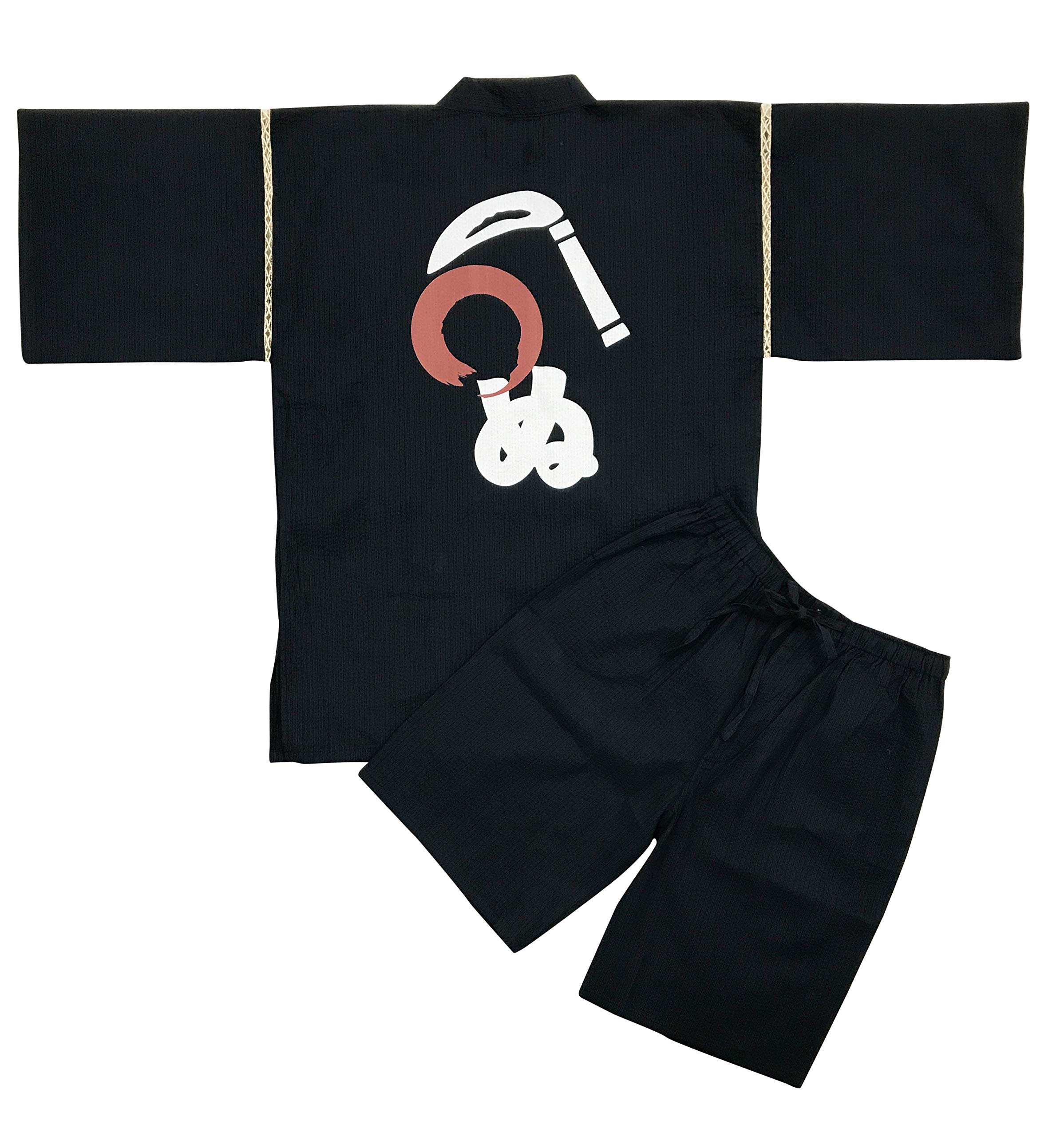 

Edoten Men s Shijira-woven Jinbei (Kamawanu) - Cool Summer Wear, 100% Cotton, Original Print Pattern, Navy Blue, Size M