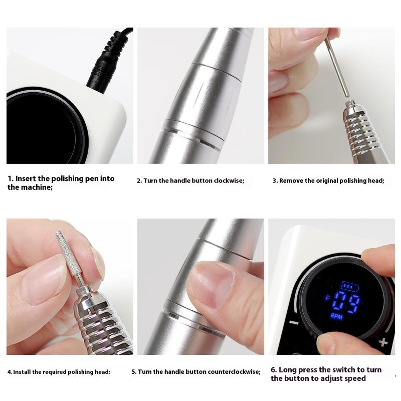 Professional 45000Rpm Electric Portable Nail Drill Machine Rechargeable Low Noise Nail Sander File For Manicure Salon Tool