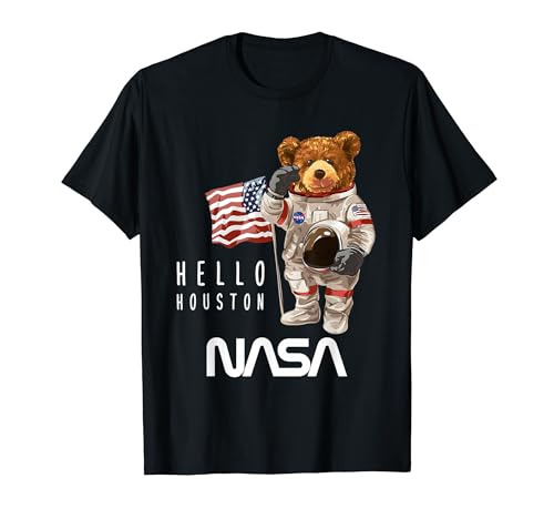 NASA astronaut teddy bear worm logo T-shirt