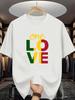 Men' Casual Summer T-Shirt with One Love Print - Short Sleeve Round Neck Comfort