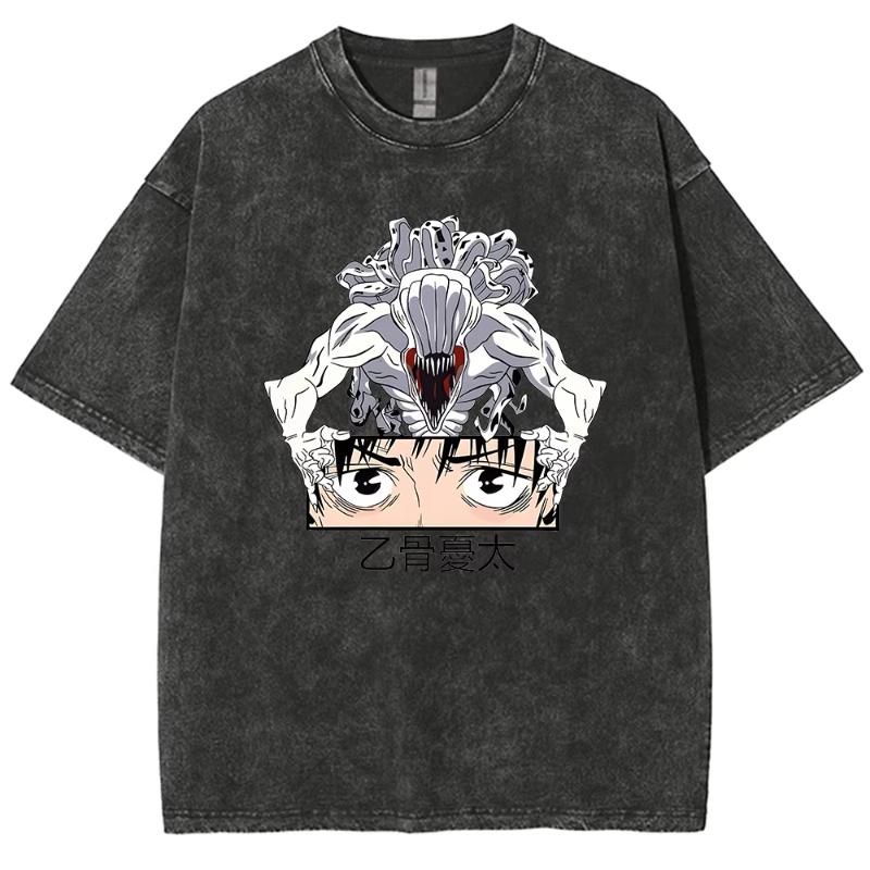 Anime Jujutsu Kaisen Geto Suguru Graphic T-Shirt Men Women Washed Tshirts Manga Vintage Streetwear Harajuku Male Cotton Tops