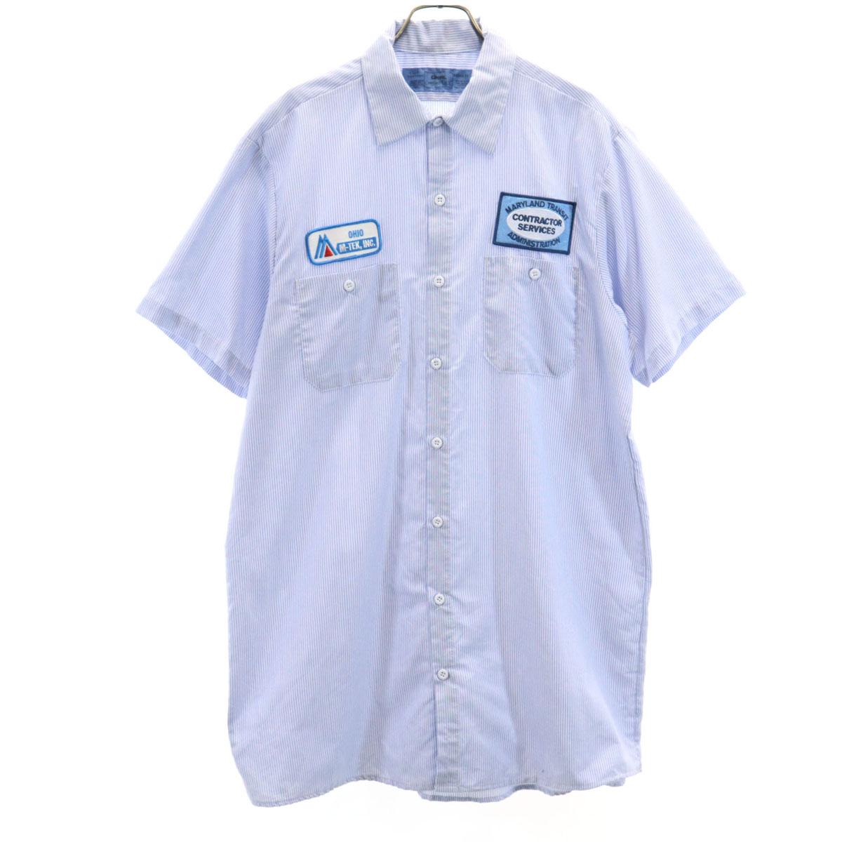 

CINTAS 90s 00s Old Striped Pattern Short sleeve Work shirt L Corporate Men s Used