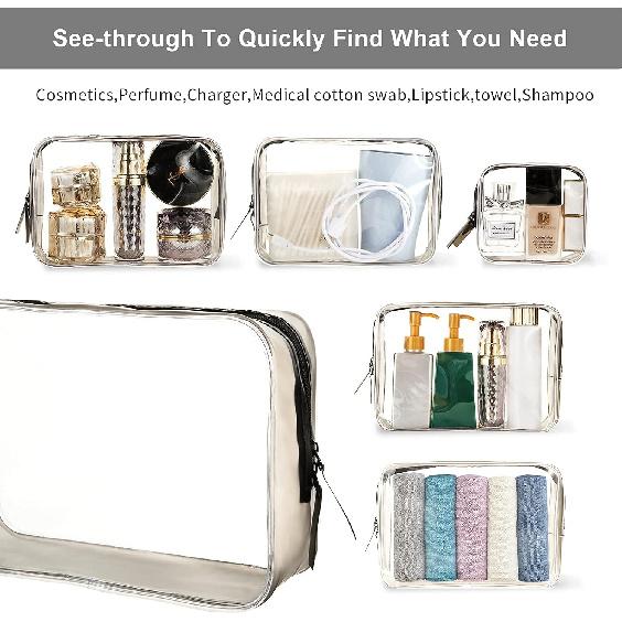 Ovenot 4 Pcs Clear Makeup Bags with Zipper, Makeup Cosmetic Bag for Women Men, Makeup Bag for Travel, Bathroom