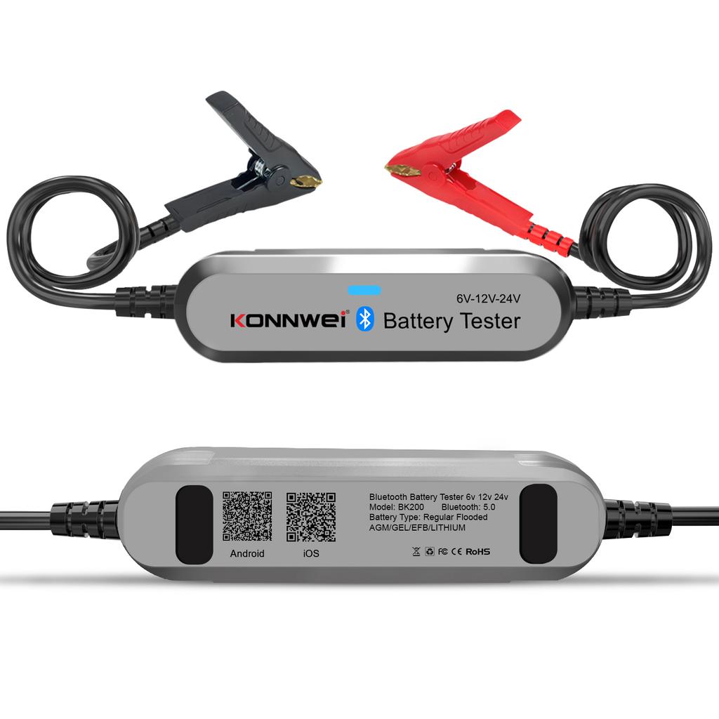KONNWEI BK100 Bluetooth 5.0 6V 12V Car Motorcycle Battery Tester Battery Monitor 100 to 2000 CCA Charging Cranking Check Tools