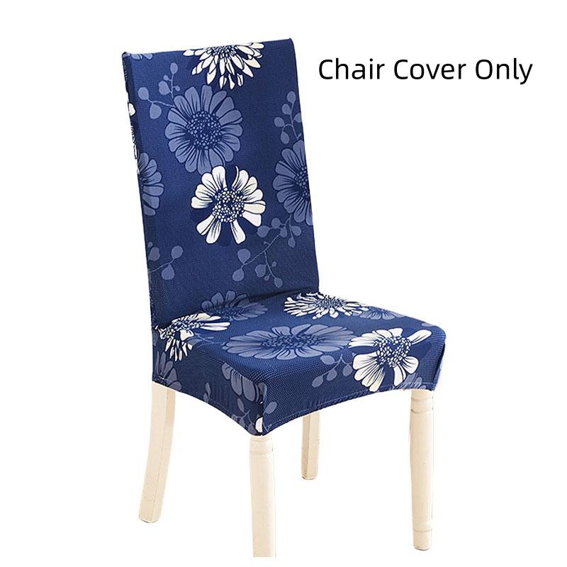 Abnehmbare Stuhlhussen mit Blumenmuster für Esszimmer, Stretch-Sitzbezüge, staubdicht, skandinavischer Stil, ideal für Hochzeiten