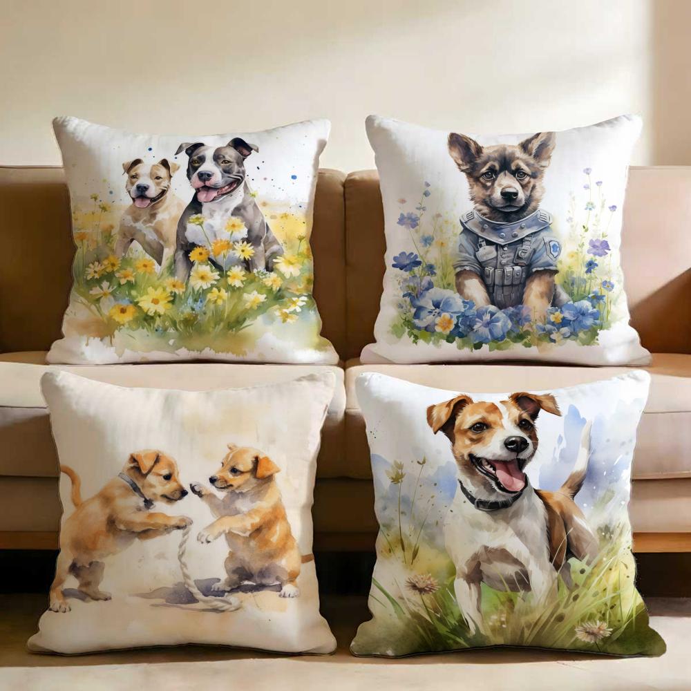 Süßer Aquarell-Haustierhund Kissenbezug Mehrzweck-Kissenbezug für Zuhause & Auto - Wendbar, Weich & Langlebig für den täglichen Gebrauch