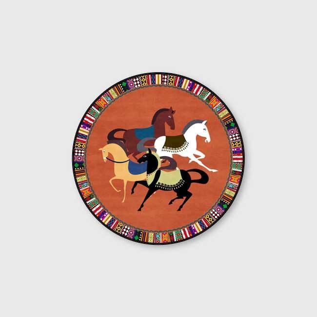 Disney Horse Ethnic Style Circular Floor Mat Living Room Sofa Bedroom Rug Light Luxury Anti Slip Carpet Home Decoration