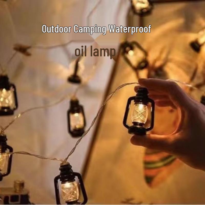 Solar LED Kerosene Lantern String Lights for Camping and Decor