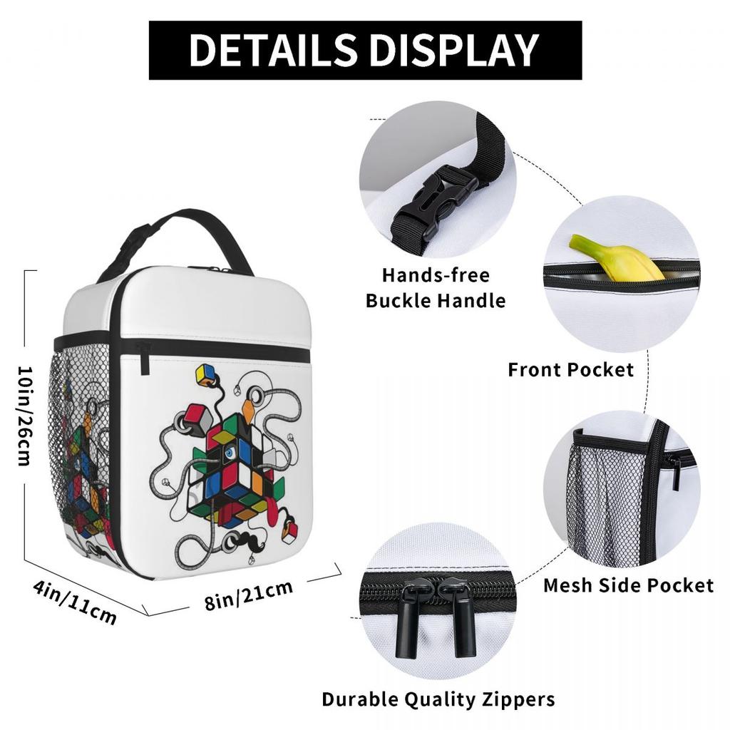 Borsa Termica per Pranzo Rubiks Rubiks Rubics per Donne Bambini Scatole per Cibo Portatili Lunch Box Termico Borsa a Shopper