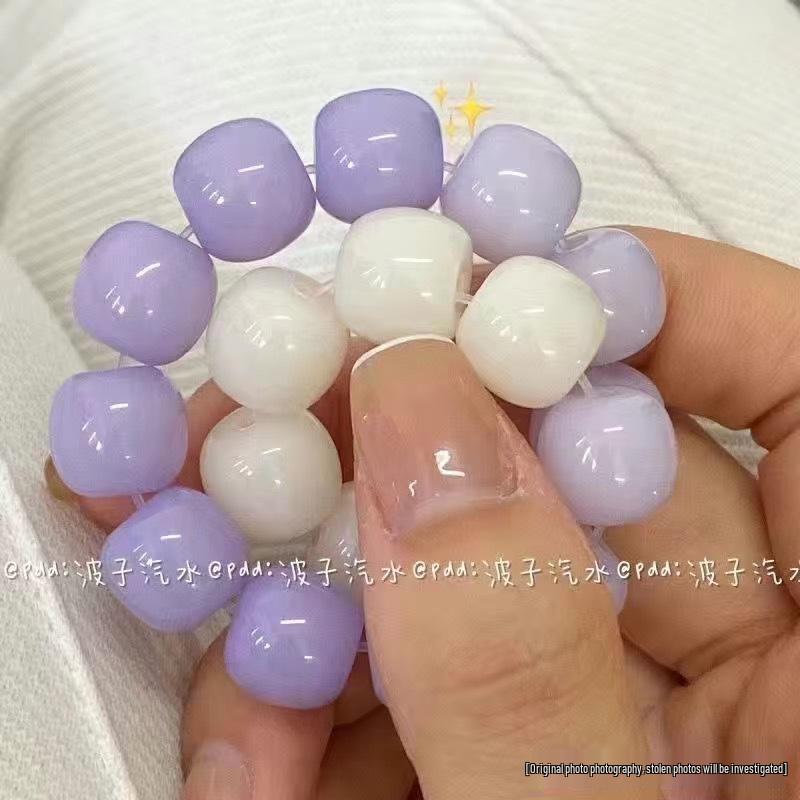 Xiaohongshu Style Soft Gradient Pink Bracelet for Students: Ice Transparent Finger Wrap Around Beads - Perfect for Gifting Besties.