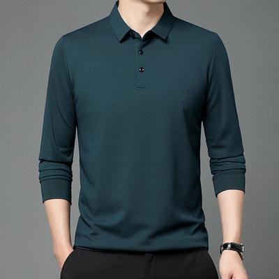 Neues Herbst-Poloshirt Herren Einfarbig Waffel Langarm Golf-Poloshirts Qualität Ropa Hombre Social Business Polos Herren