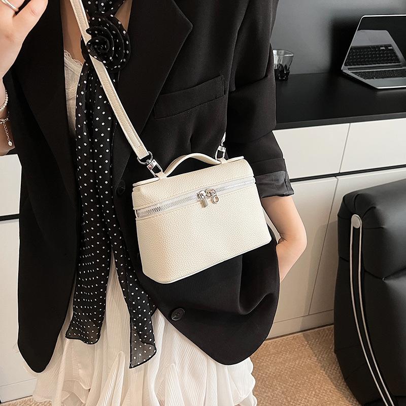 Textured lunch box bag messenger small bag handbag trendy women's bag high-end commuter messenger bag women