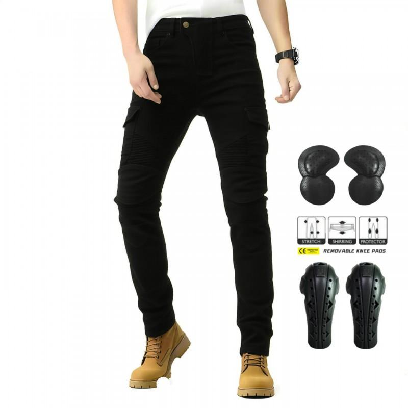 Mens Motorcycle Riding Pants With Integrated Protection Pads All-Season Stretch Cotton Biker Trousers Street Track Use