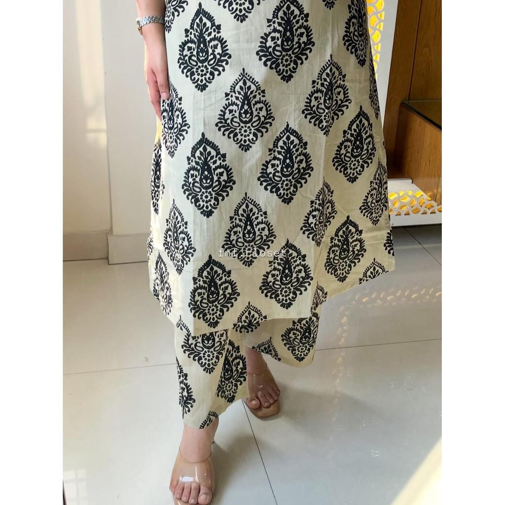 Women's Casual Wear Cotton Kurta Pant Set Bollywood Ethnic Top Tunic Kurti Set