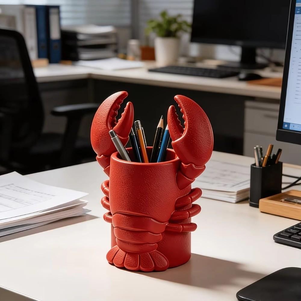 3D Printed Pencil Holder Plastic Cosmetic Brush Holder Lobster-Shaped Pen Holder Desk Decoration