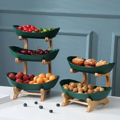 Christmas Gift Snack Storage Candy Plate Household Dim Sum Plate Fruit Tray Bamboo Shelf Dried Fruit Tray Creative Living