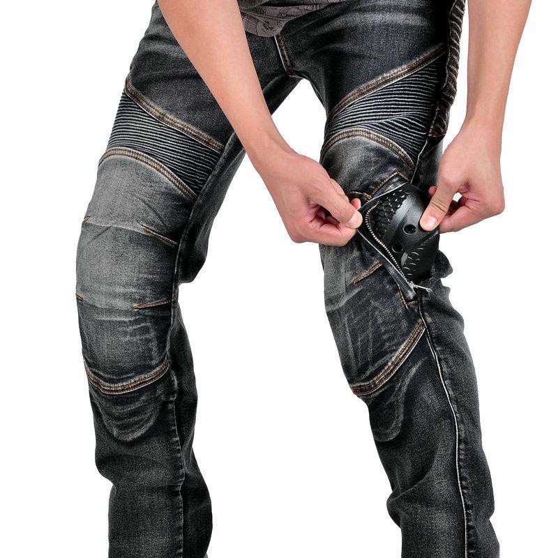 Men's Vintage Kevlar Motorcycle Jeans - Elastic, Fall-Resistant Riding Pants