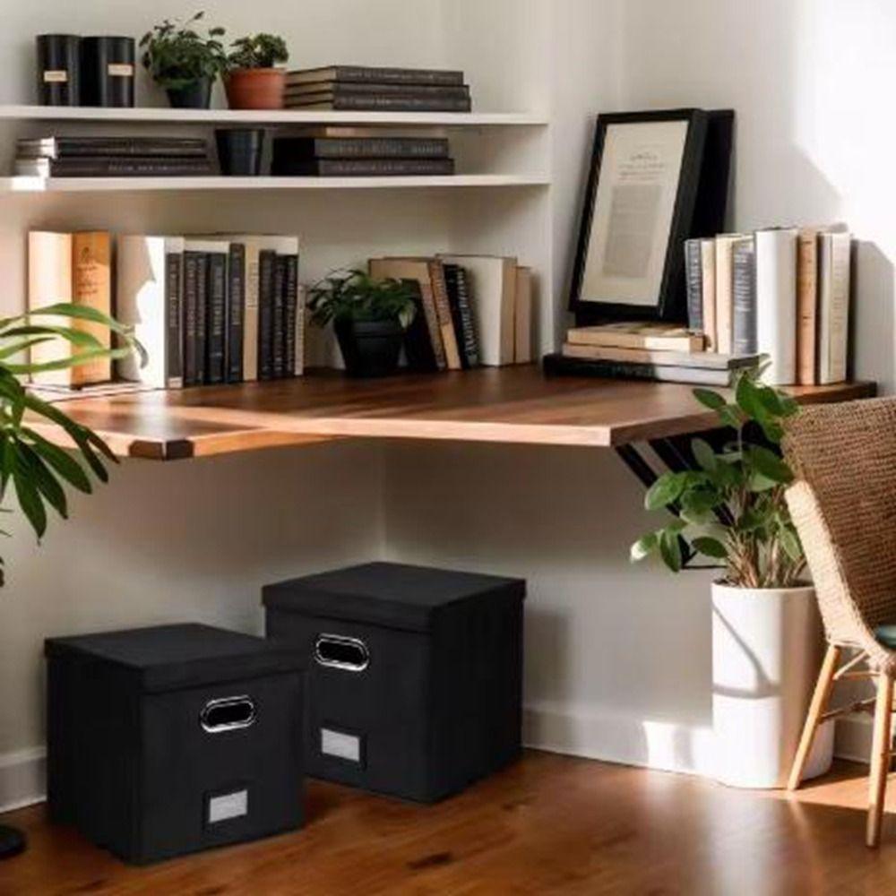 Foldable LP Record Organizer Cotton Linen Fabric Storage Boxes Vinyl Record Storage Boxes  for Home