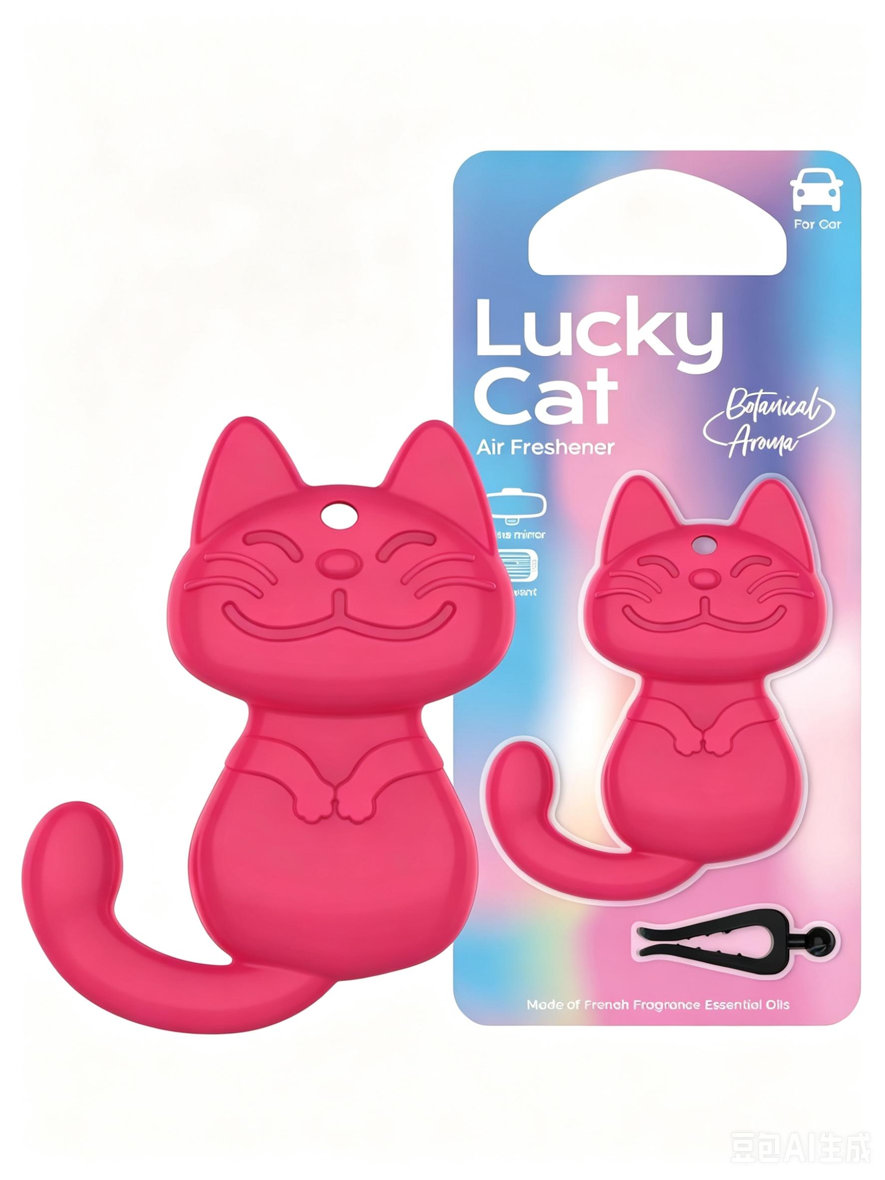 

Xiangyatang 3D Lucky Cat Car Air Freshener, Rose Red Goddess of Fortune Style