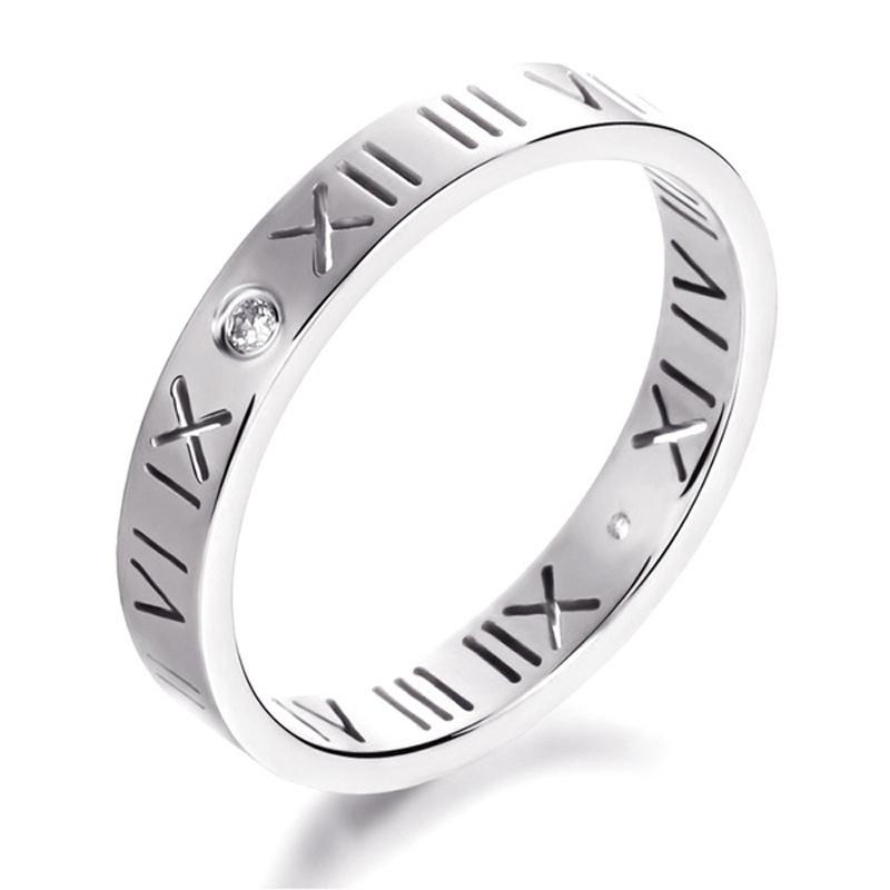 

Rose Classic Goldwhite Gold Plated Hollow Roman Numeral Zircon Wedding Ring Silver,8