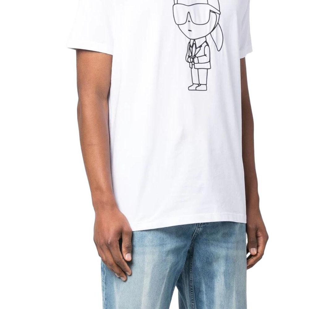 Karl Lagerfeld Cartoon Character Print Crew Neck Short Sleeve T-Shirt Men Tops White 75508253222110