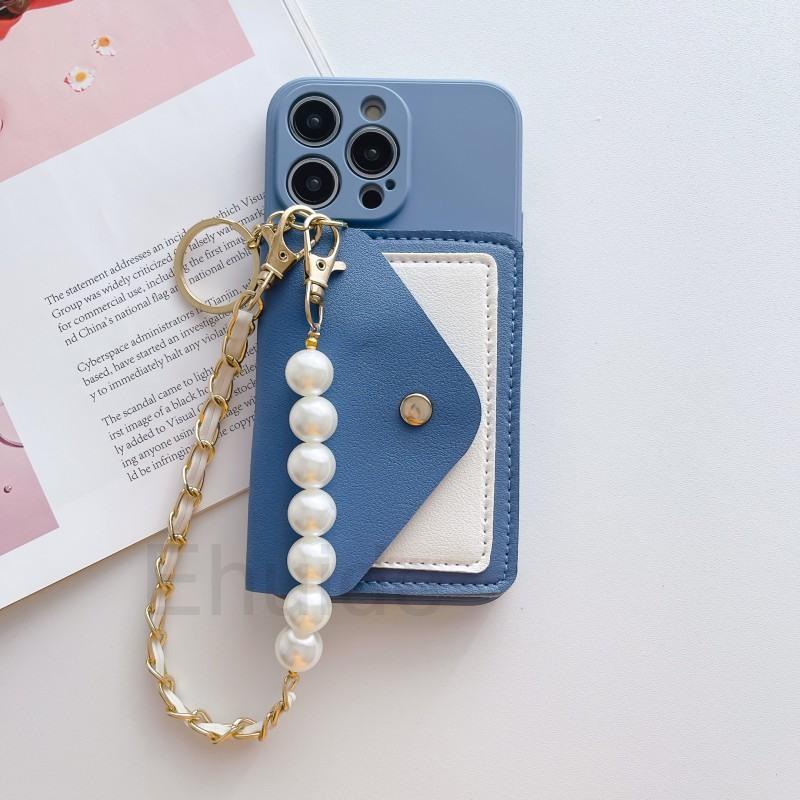 Pearl Bracelet Case for Samsung Galaxy A55 A53 A14 A54 A34 A35 A16 S24 Ultra S22 Plus S23 FE Leather Wallet Card Silicone Cover