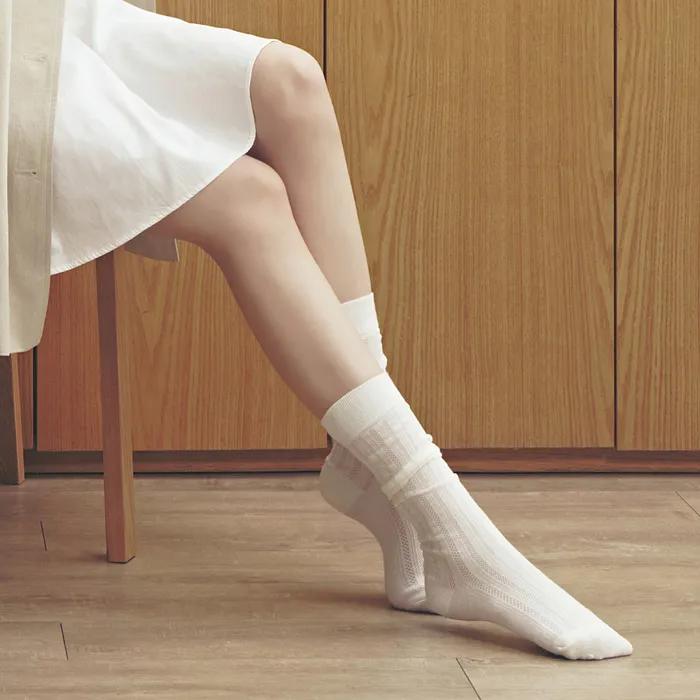 Berry See-through Ribbed Knee Socks 4 Colors