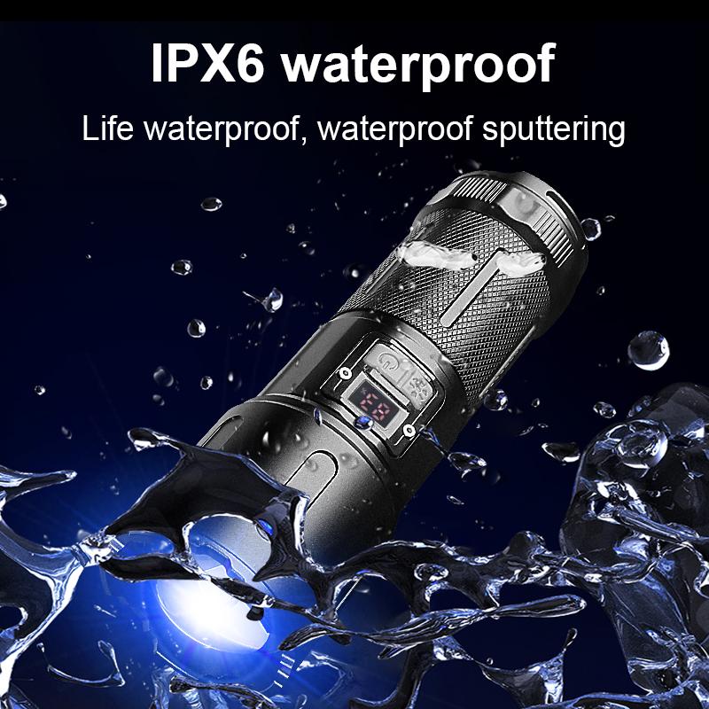 Ultra Bright Flashlight 30W LED Powerful Flash Light Rechargeable Torch COB Lamp Telescopic Zoom Hand Light Outdoor Lantern
