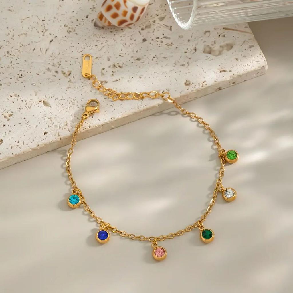 1pc Trendy Niche Colorful Tassel Bracelet Golden Plated Hand Accessory Colorful Charm Bracelets For Women