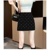 Women's Half-Skirt with Elegant Lady Style Beaded Design A-Line Shape High-Waisted Slimming Short Skirt