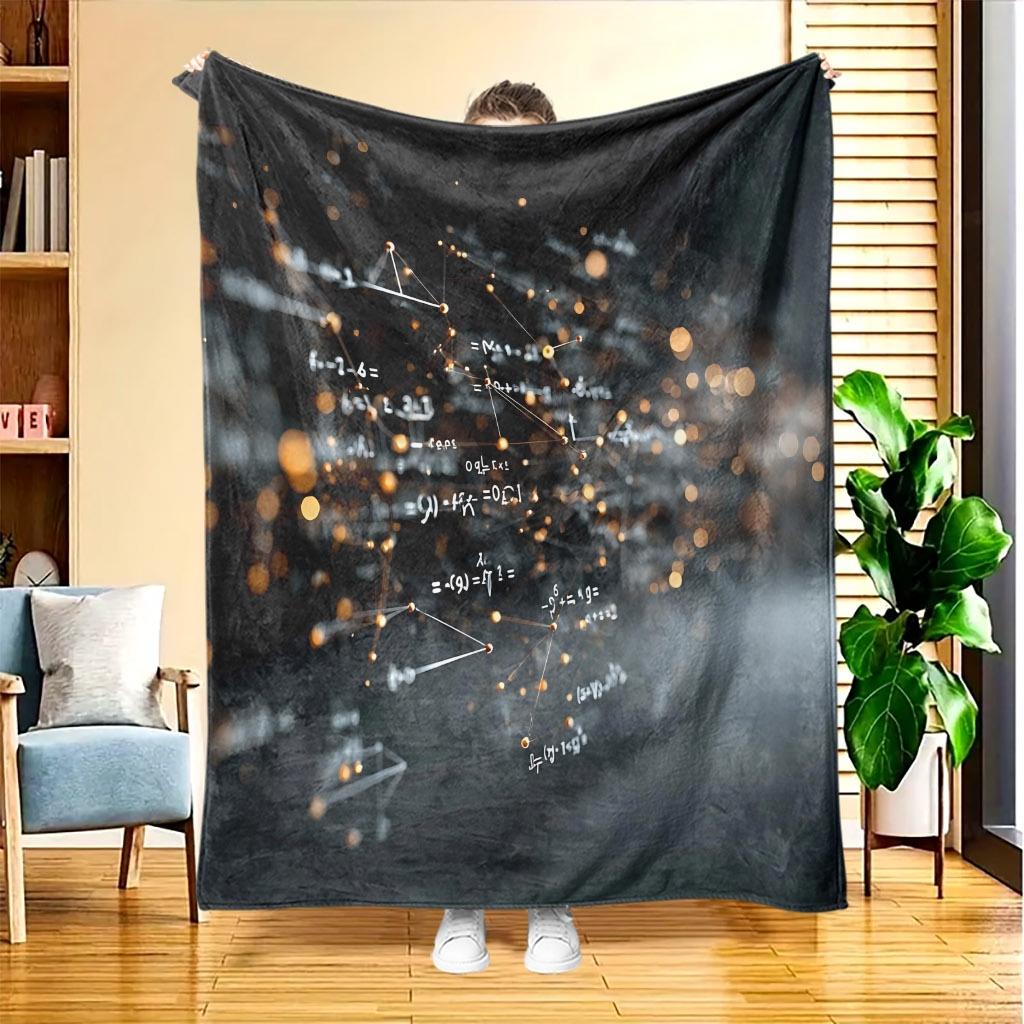 1pc Abstract Mathematical Network Flannel Blanket, High-Definition Digital Printing, Suitable for All Seasons, Sofa Blanket, Skin-Friendly And Soft 10