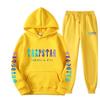 Mens Sporty Hooded Sweatshirt Set Casual Printed Tracksuit Long Sleeve Top Pants Streetwear
