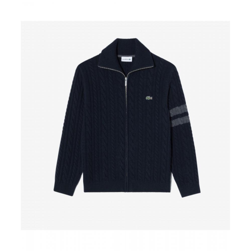 

LacoSte Men S Cable Zip Up Cardigan [navy] 003