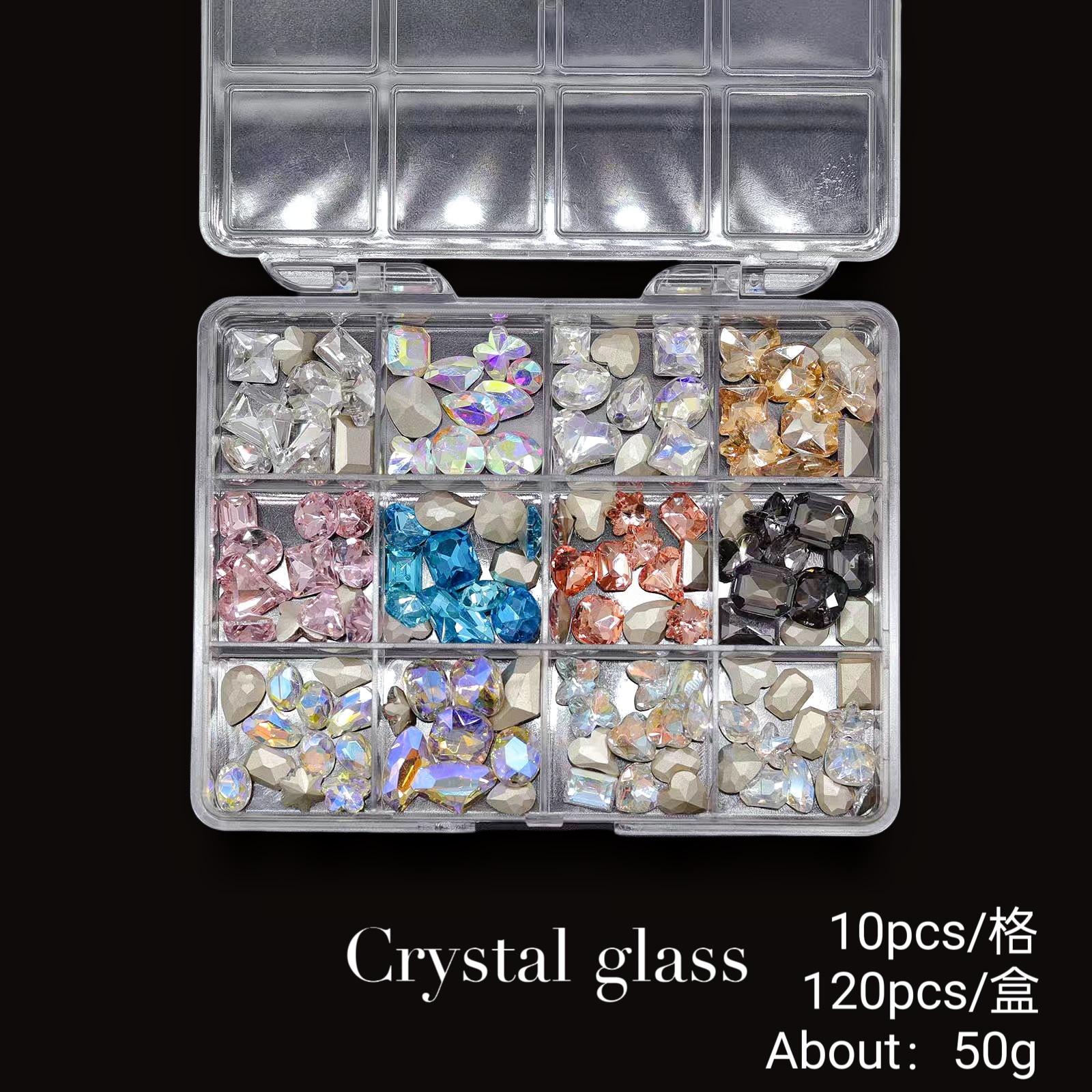 

Набор украшений для дизайна ногтей из 12 сеток со стразами для дизайна ногтей с плоским дном и бриллиантами особой формы 12 grid square box