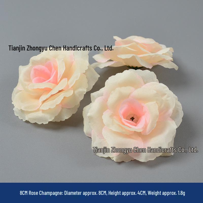 Champagne Silk Imitation Flowers for Hairpins, Hanfu Headdresses, Souvenirs, and Performance Accessories.