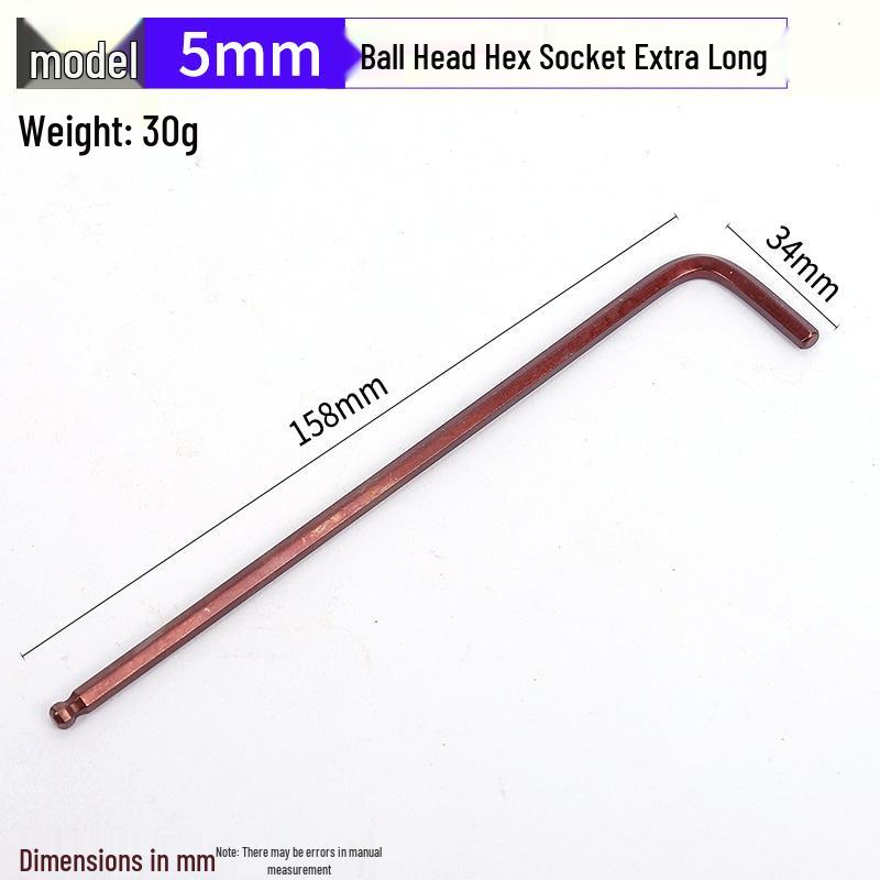 Antik Bronze Rot Extra Lang L-förmiger Kugelkopf S2 Sechskantschlüssel Gehärteter Sechskantschlüssel