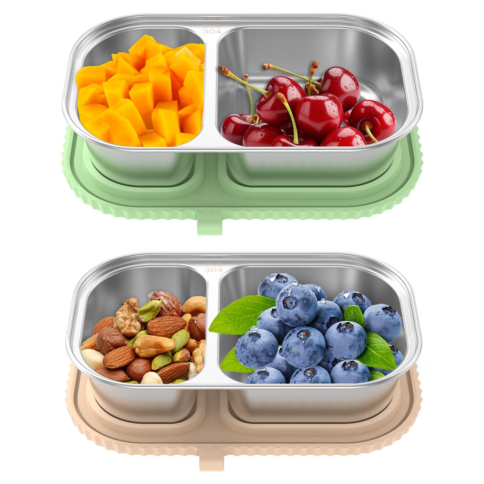 2 Pcs Snack Container Stainless Steel Food Snack Box Leak Proof Fruit Storage Boxes with Silicone Lids Reusable Food Containers 3590₽