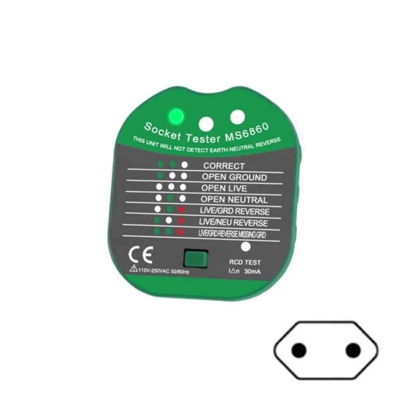 Socket Tester 110 to 250V Voltage Detectors with RCD Function & Polarity Check for Safe Electrical Wiring Inspection