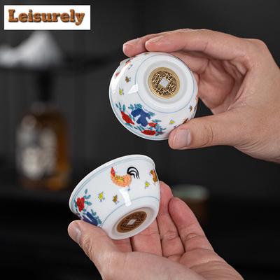 55/115ML Ručně vyráběný Měděný Hrnek s Motivem Kuřete, Osobní Meditační Šálek, Cestovní Čajová Miska, Mistrovský Šálek, Příslušenství k Čínské Čajové Soupravě