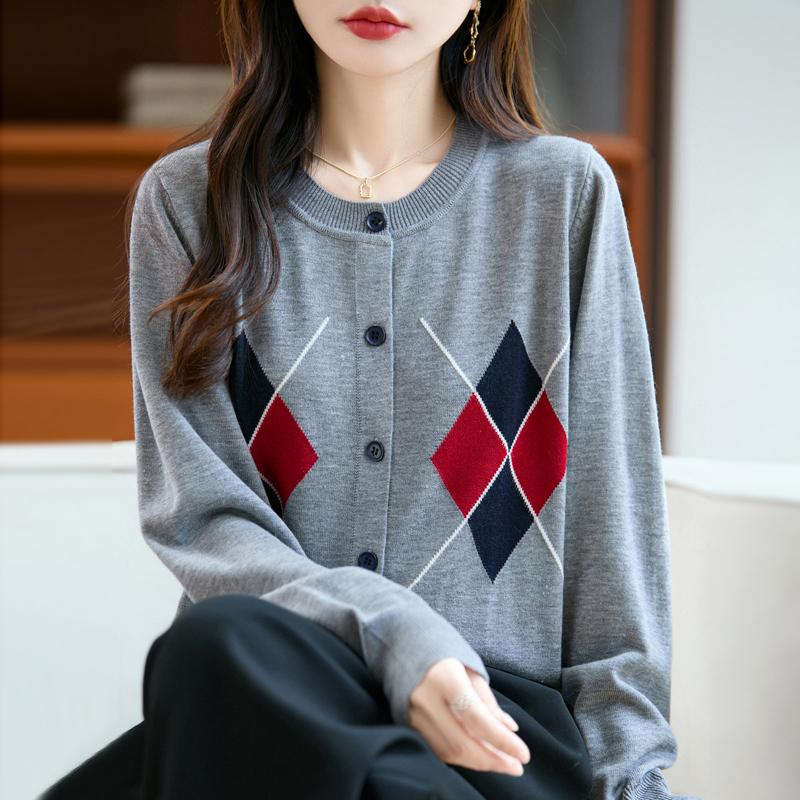 QingHe Cashmere Women's 30% Cashmere Cardigan - Soft & Warm Wool Blend Sweater