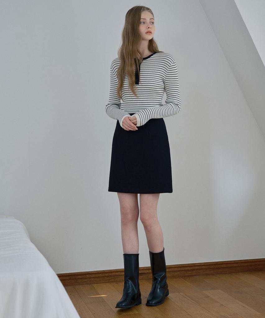 MIND BRIDGE WOMEN [W] Henley Neck Striped Knit