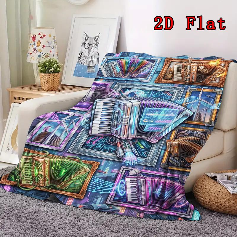 Futuristic Accordion Fusion 2D Flat Pattern Flannel Blanket, High quality All Seasons, Home Decor, Warmth and Comfort, Perfect for Christmas Gifts.