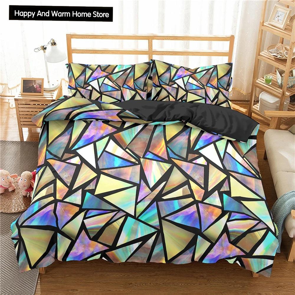 Building Block King Queen Duvet Cover Colorful Brick Bedding Set for Boys Teens Adults Cartoon 2/3pcs Polyester Comforter Cover