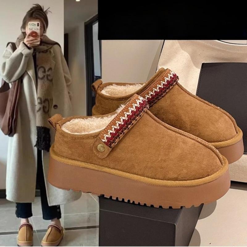 Un Nouveau Style de Polaire, Épaississant et Chaud Chaussons d'Hiver en Coton Neige pour Femmes avec Demi-Pantoufles sur un Pied