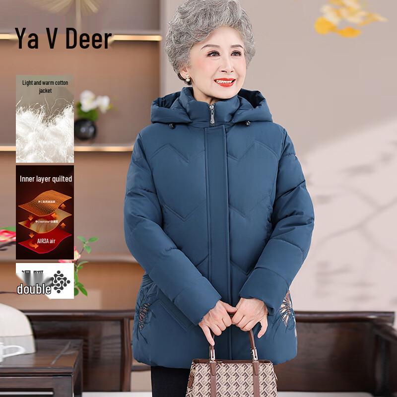 Yalu Women's Winter Hooded Padded Coat for Middle-Aged & Elderly