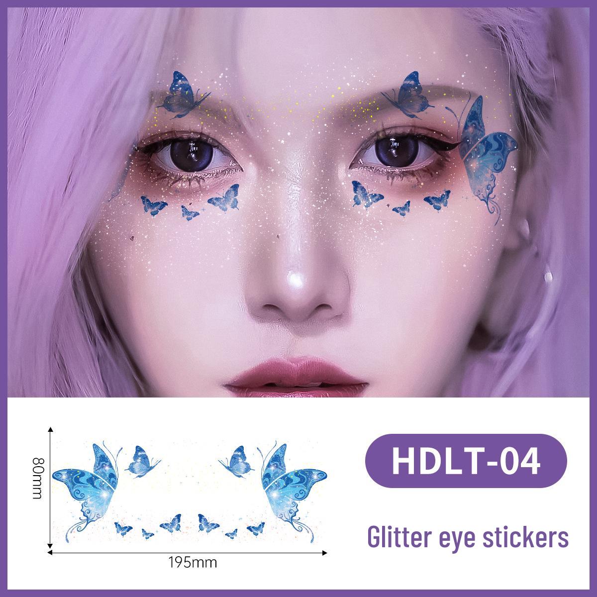 

Glitter Butterfly Eye Stickers - Party & Festival Makeup Decorations 195x80mm