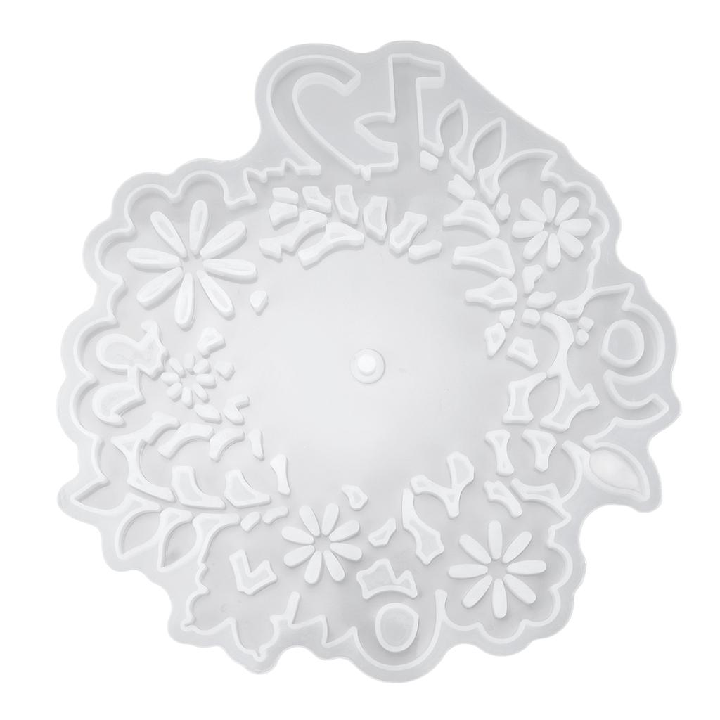 Silicone Mold Leaf Flower Pattern Clock Dial White Reusable Resin Mold for DIY Craft Home