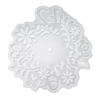 Silicone Mold Leaf Flower Pattern Clock Dial White Reusable Resin Mold for DIY Craft Home